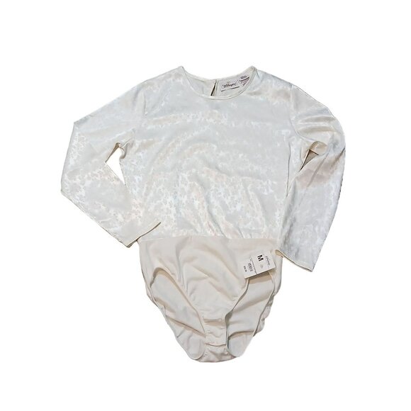 Worthington Ivory Floral Bodysuit Womens Size Medium Romantic Coquette Corpcore - Picture 2 of 9